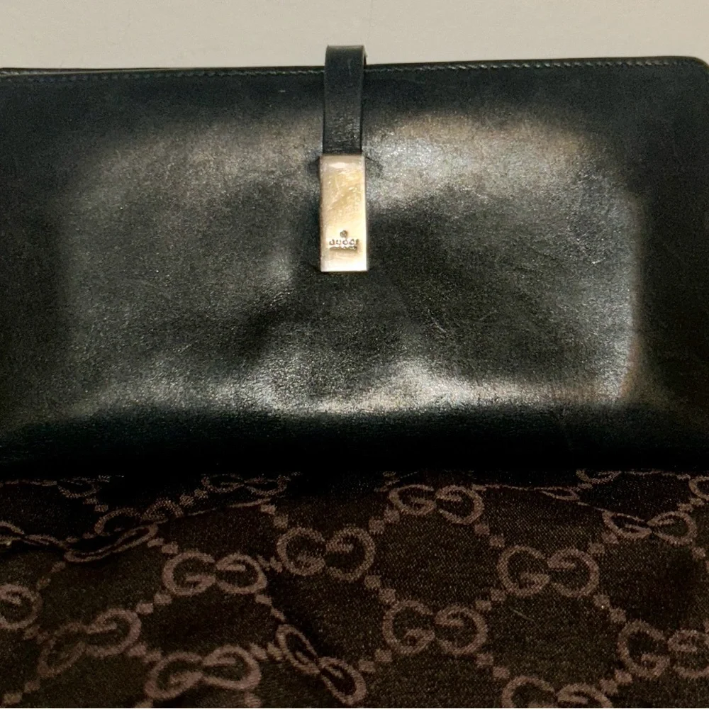 Vintage Gucci Black Leather Long Bifold Flap Wallet. Clean Corners! - Picture 2 of 10